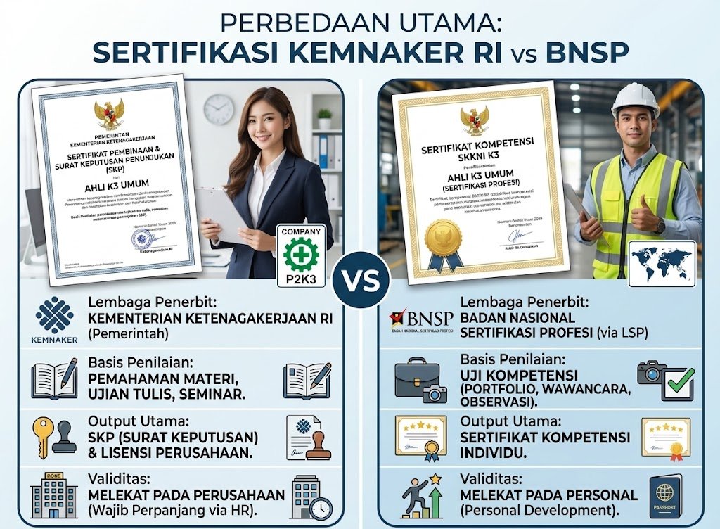 10 Perbedaan Ahli K3 Umum BNSP dan Kemnaker RI yang Wajib Diketahui
